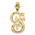 10k Satin Diamond-cut Initial F Pendant