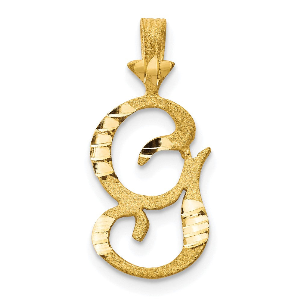 10k Satin Diamond-cut Initial G Pendant