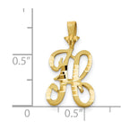 10k Satin Diamond-cut Initial H Pendant