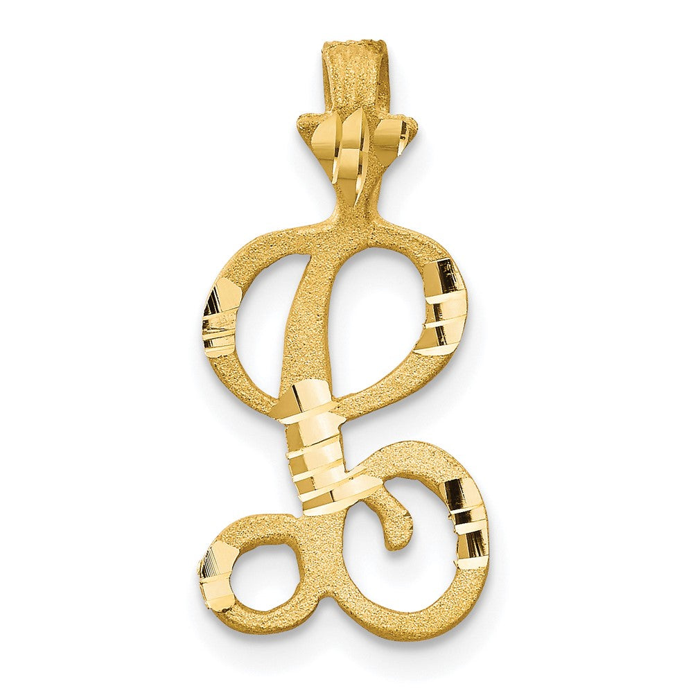 10k Satin Diamond-cut Initial L Pendant