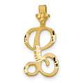 10k Satin Diamond-cut Initial L Pendant