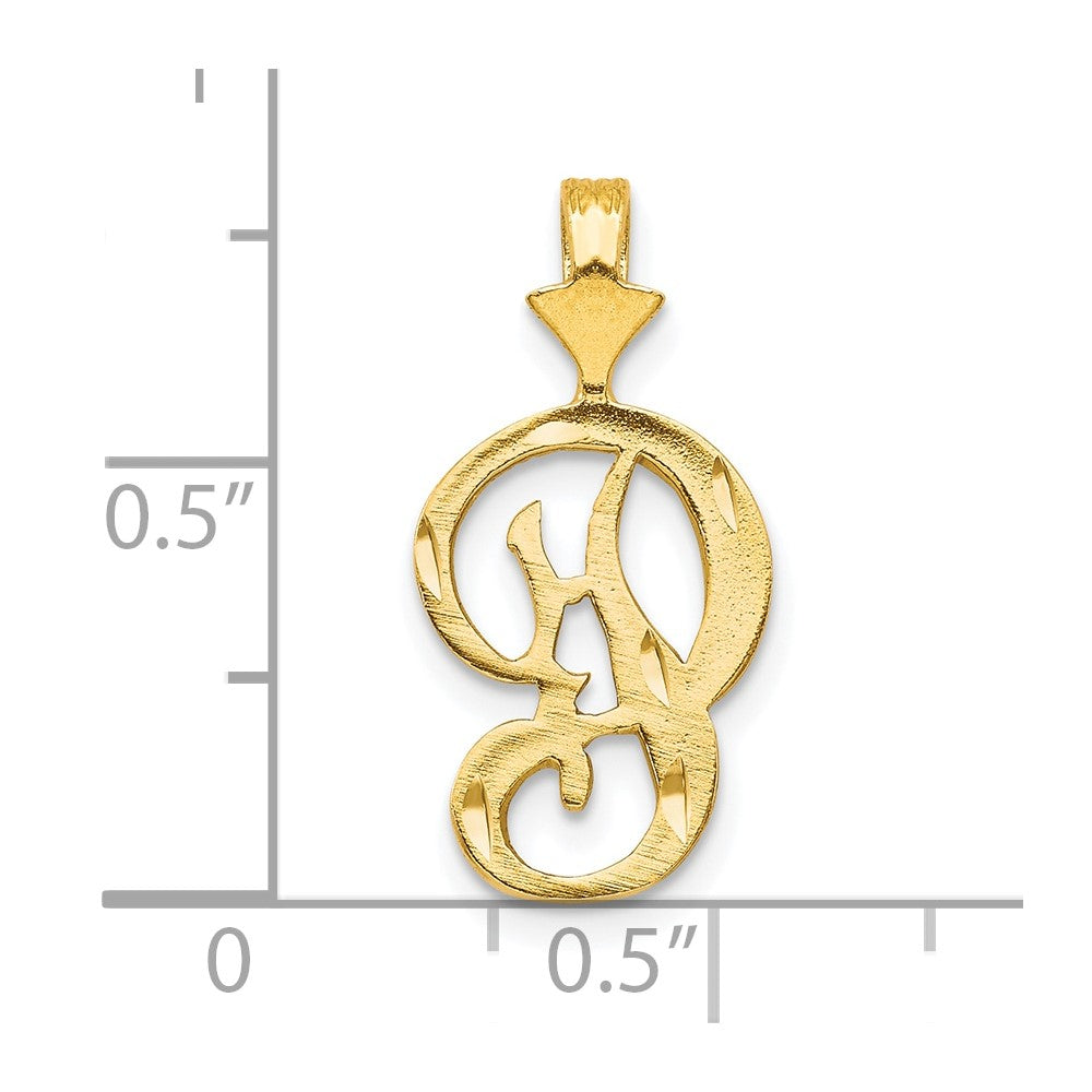 10k Satin Diamond-cut Initial P Pendant