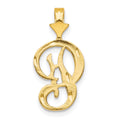 10k Satin Diamond-cut Initial P Pendant