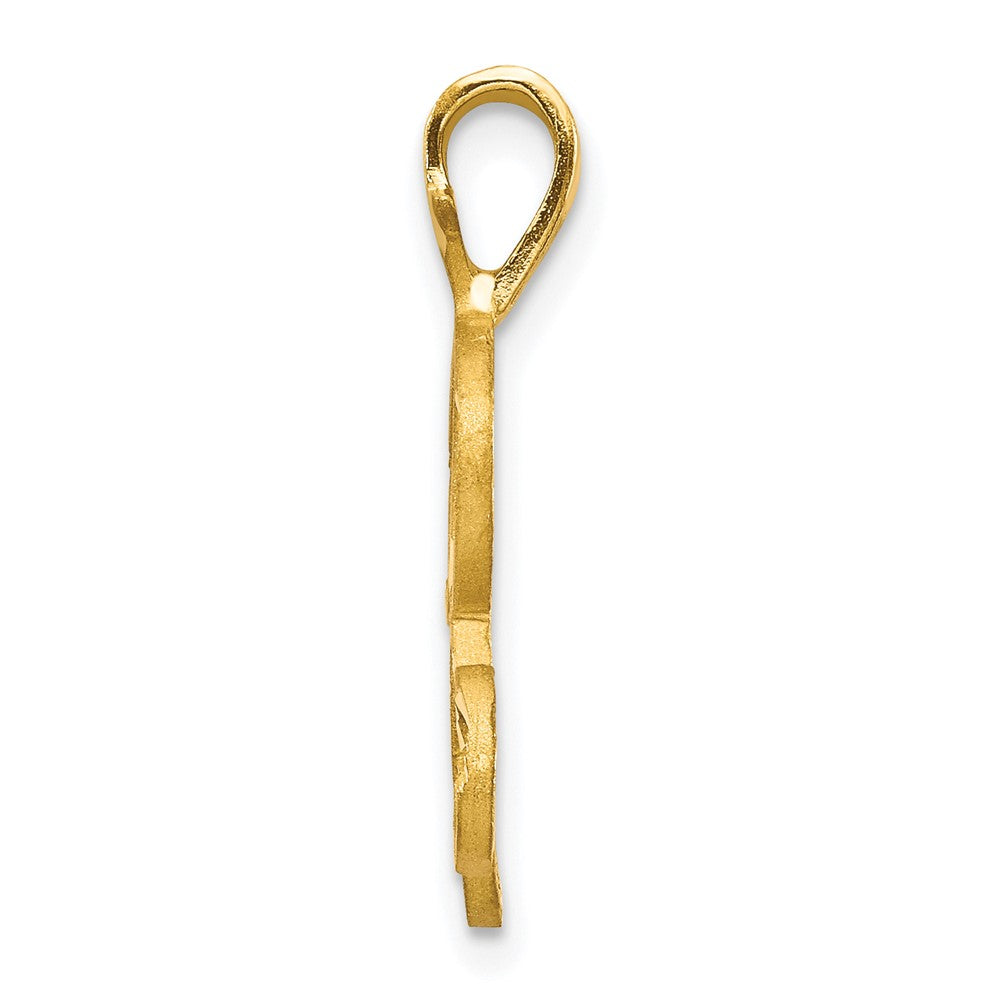 10k Satin Diamond-cut Initial R Pendant