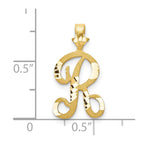 10k Satin Diamond-cut Initial R Pendant
