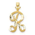 10k Satin Diamond-cut Initial R Pendant