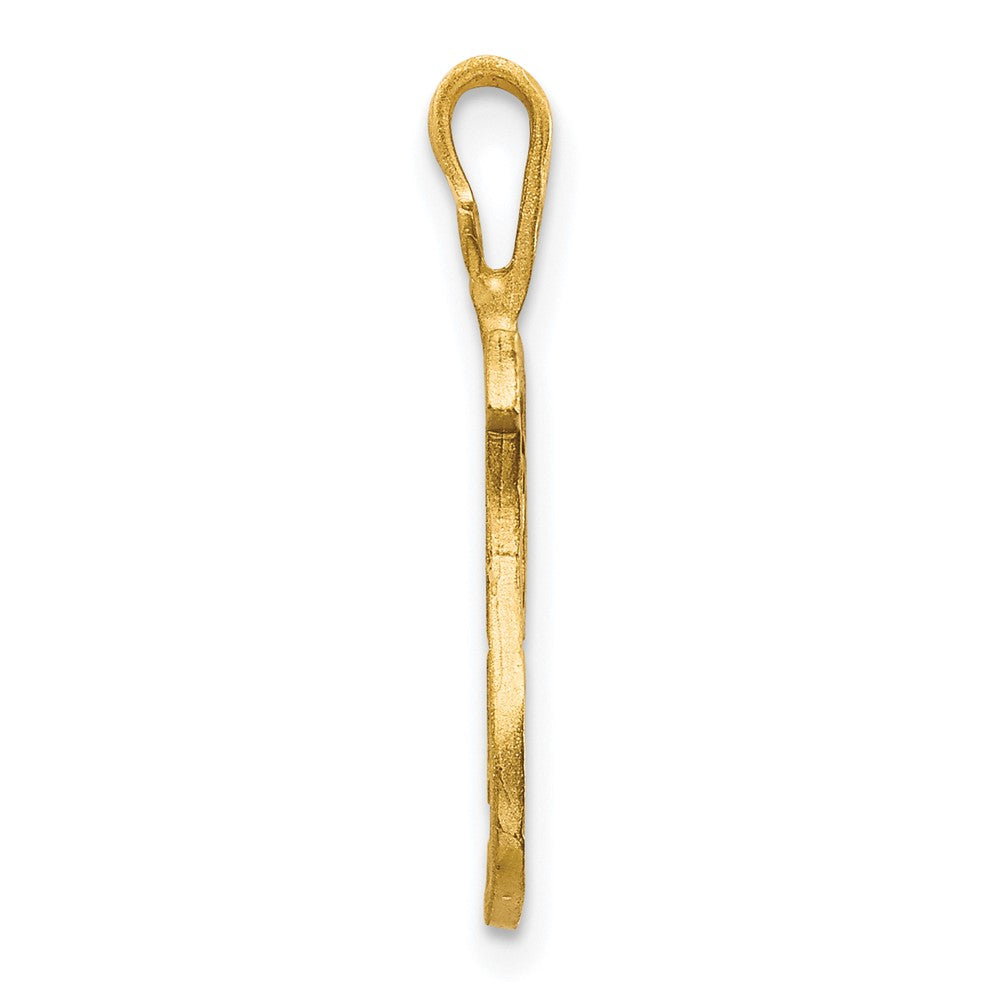 10k Satin Diamond-cut Initial T Pendant