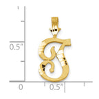 10k Satin Diamond-cut Initial T Pendant