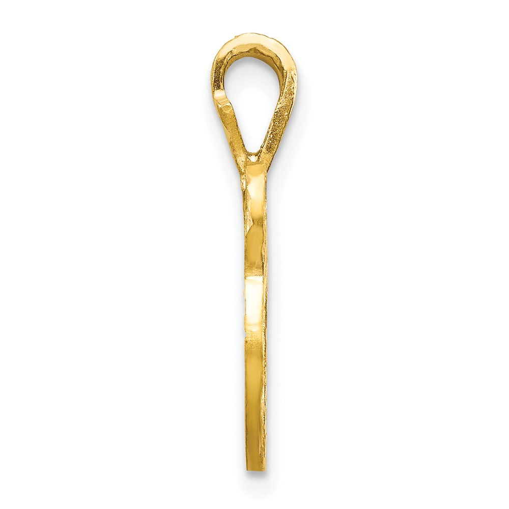 10k Satin Diamond-cut Initial V Pendant