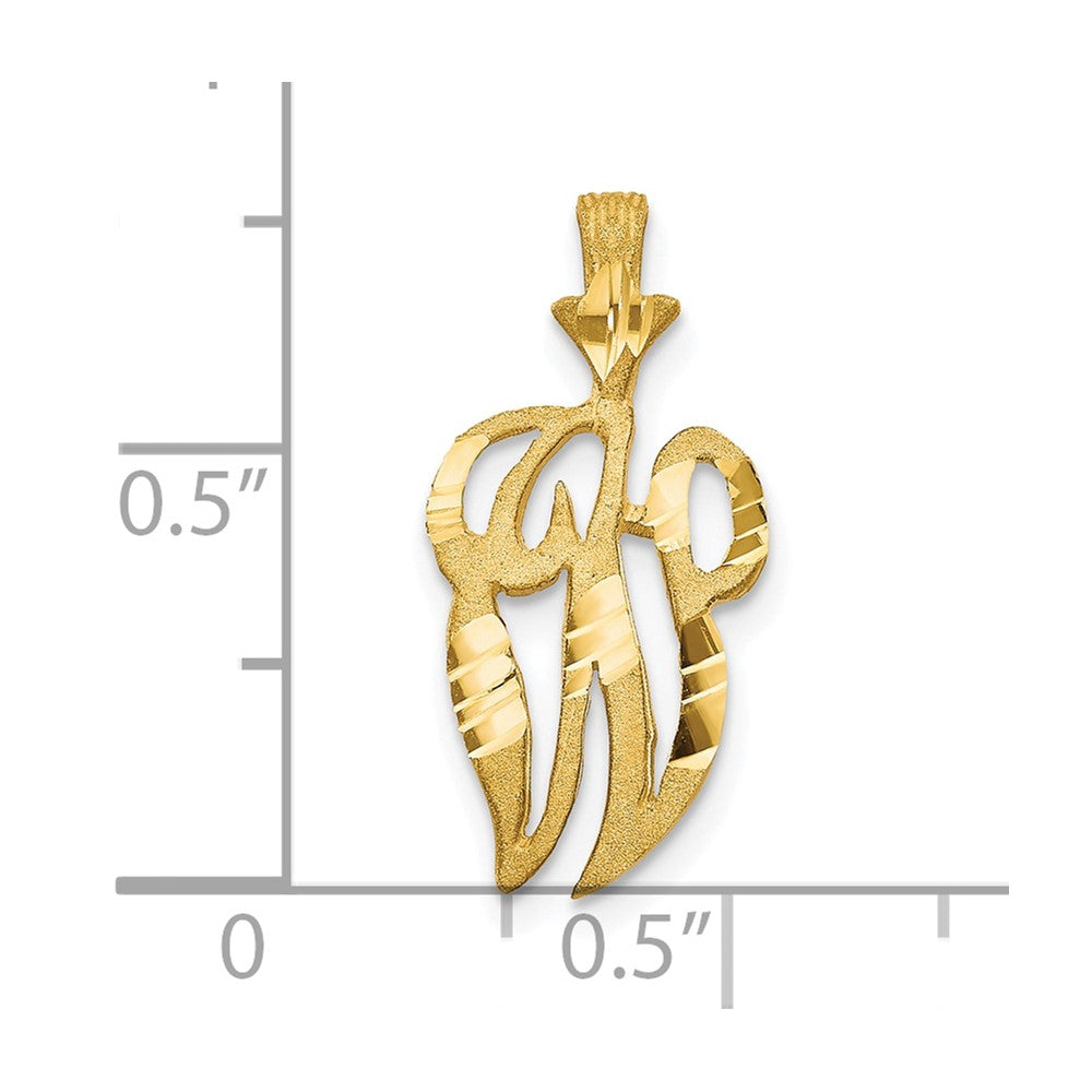 10k Satin Diamond-cut Initial W Pendant
