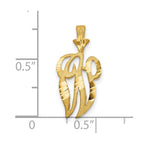 10k Satin Diamond-cut Initial W Pendant