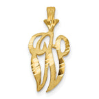 10k Satin Diamond-cut Initial W Pendant
