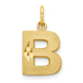 10K Satin Diamond-cut Block Initial B Charm