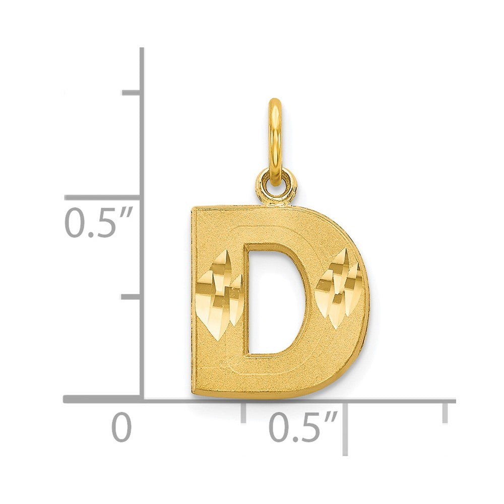 10K Satin Diamond-cut Block Initial D Charm