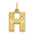 10k Satin Diamond-cut Block Initial H Charm