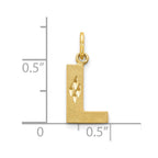 10k Satin Diamond-cut Block Initial L Charm