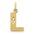 10k Satin Diamond-cut Block Initial L Charm