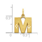 10k Satin Diamond-cut Block Initial M Charm