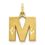 10k Satin Diamond-cut Block Initial M Charm