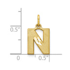 10k Satin Diamond-cut Block Initial N Charm
