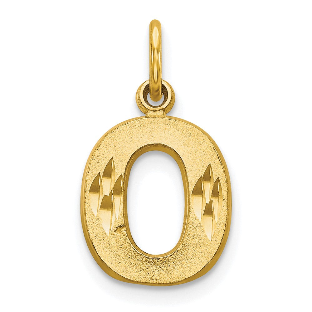 10k Satin Diamond-cut Block Initial O Charm