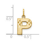 10k Satin Diamond-cut Block Initial P Charm