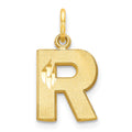 10k Satin Diamond-cut Block Initial R Charm