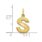 10k Satin Diamond-cut Block Initial S Charm