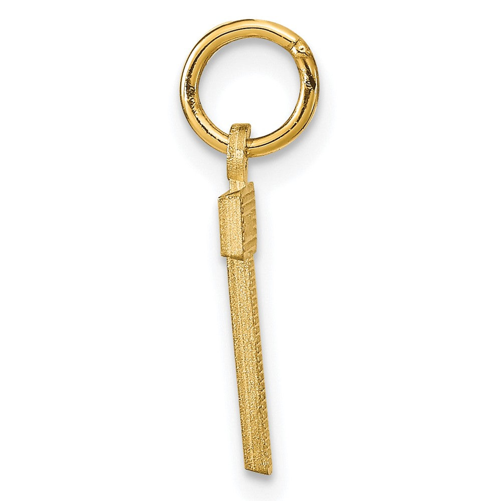 10k Satin Diamond-cut Block Initial T Charm