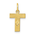 10k Satin Diamond-cut Block Initial T Charm