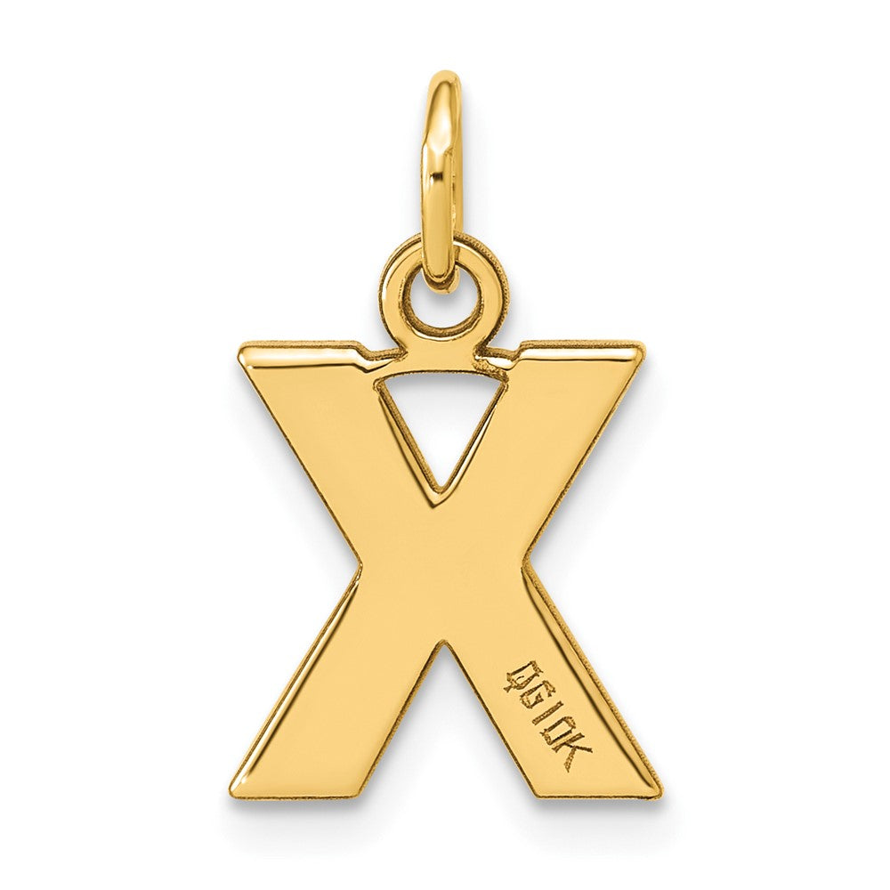10k Satin Diamond-cut Block Initial X Charm