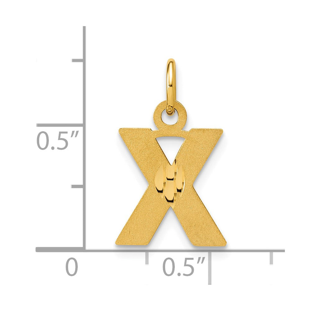 10k Satin Diamond-cut Block Initial X Charm