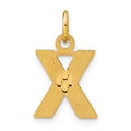 10k Satin Diamond-cut Block Initial X Charm