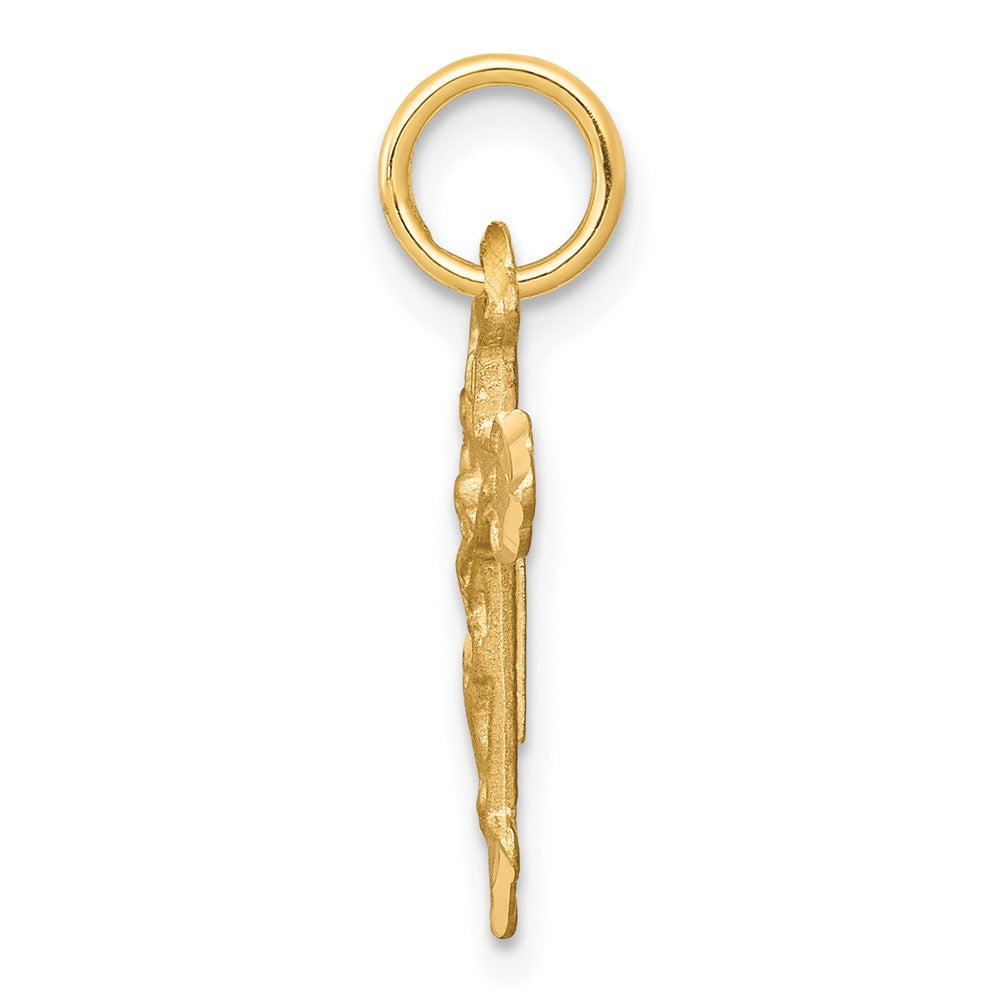 10K Satin Diamond-cut Crucifix Charm