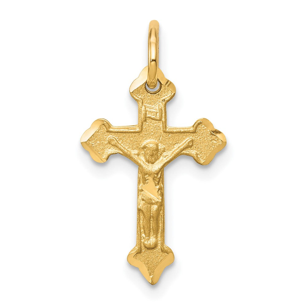 10K Satin Diamond-cut Crucifix Charm