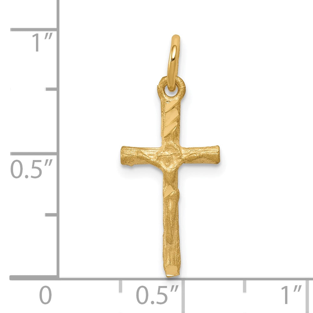 10k Solid Satin Diamond-cut Crucifix Charm