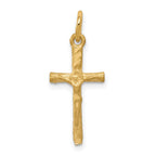 10k Solid Satin Diamond-cut Crucifix Charm