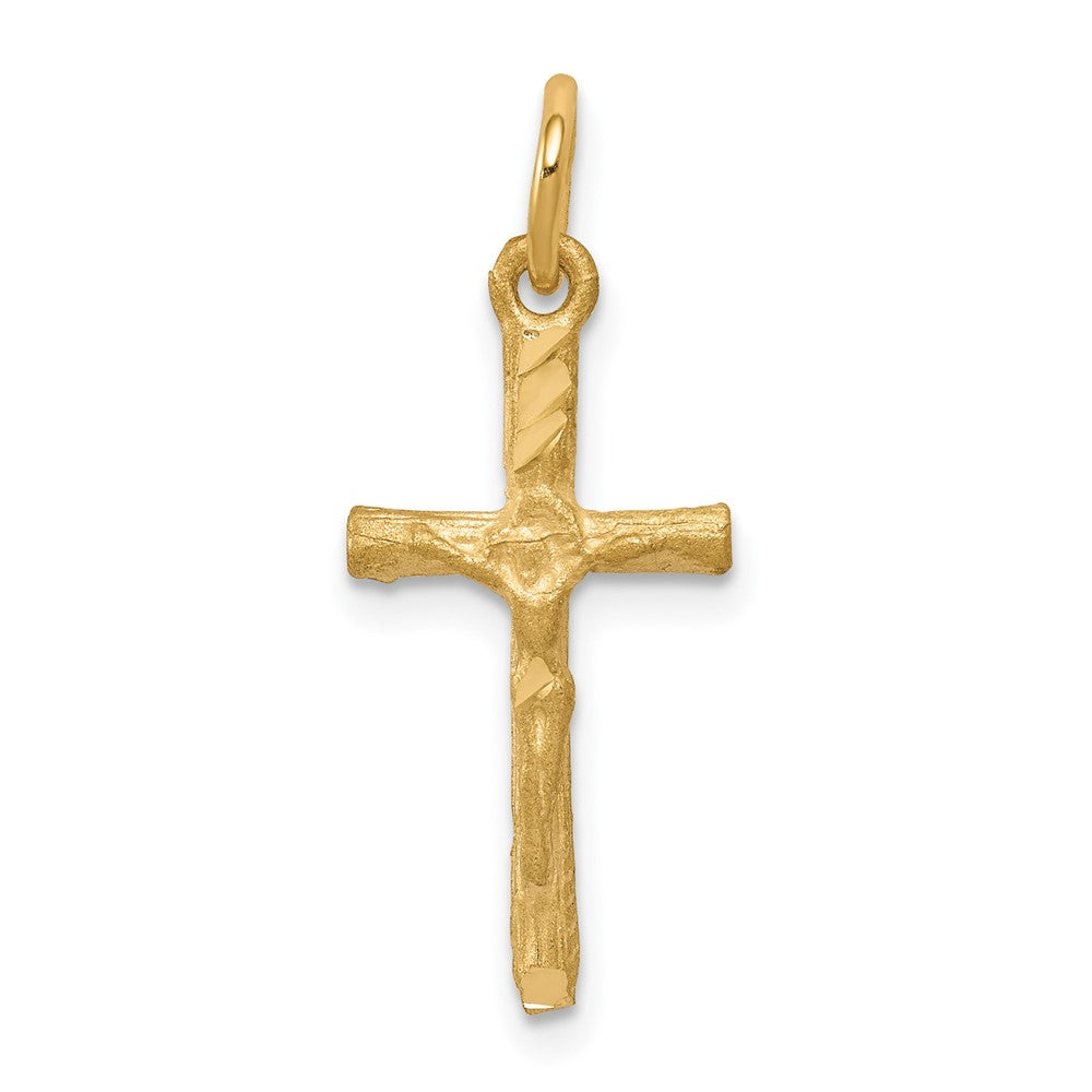 10k Solid Satin Diamond-cut Crucifix Charm