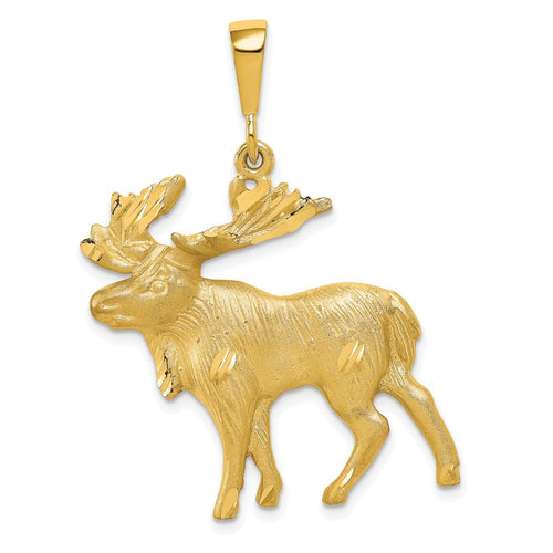 10k Diamond-cut Moose Charm