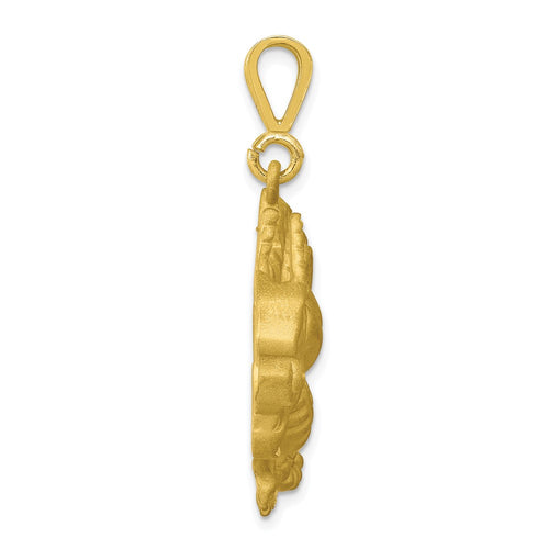 10k Large Satin Diamond-cut Dragon Pendant