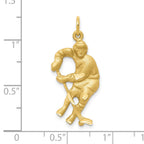 10K Satin Diamond-cut Hockey Player Charm