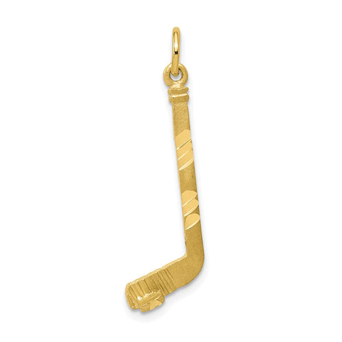 10K Diamond-cut Hockey Stick Charm