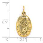 10k Solid Satin Polished Oval St. Christopher Pendant