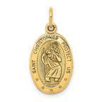 10k Solid Satin Polished Oval St. Christopher Pendant
