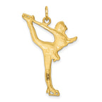 10k Solid Satin Diamond-cut Figure Skater Charm