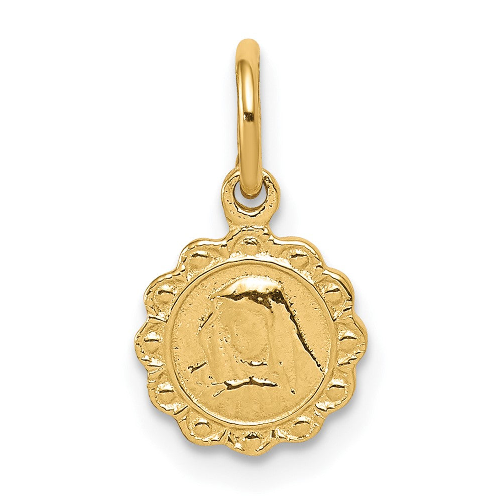 10k Solid Satin Polished Small Our Lady of Sorrows Disc Pendant