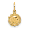 10k Solid Satin Polished Small Our Lady of Sorrows Disc Pendant