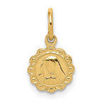 10k Solid Satin Polished Small Our Lady of Sorrows Disc Pendant