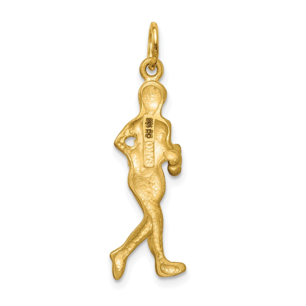 10k Satin Diamond-cut Solid Runner Charm