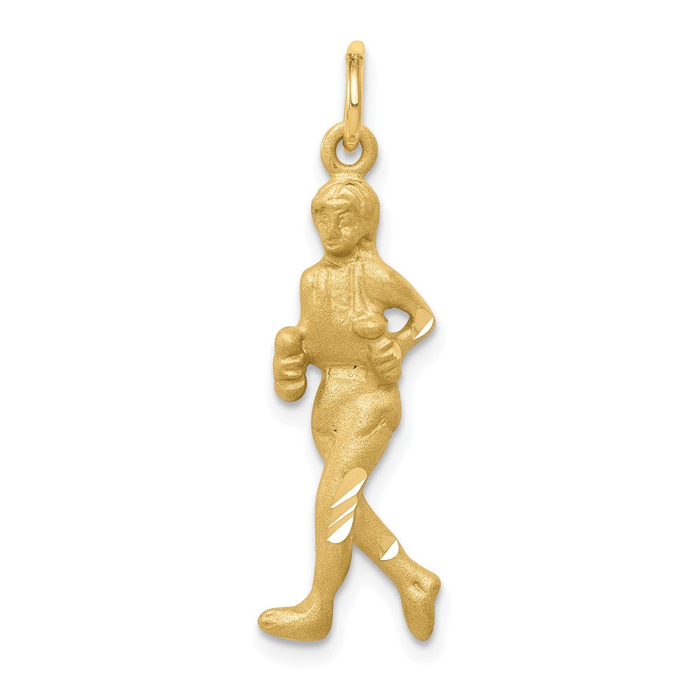 10k Satin Diamond-cut Solid Runner Charm